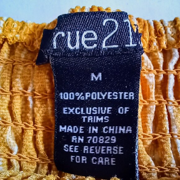 Rue21 Medium Off Shoulder Sundress-Mustard Striped-Smocked Bodice - Boho - Picture 6 of 6